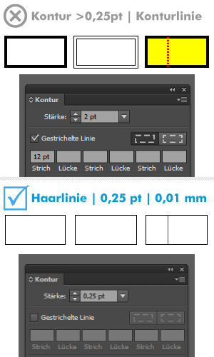 Stanzform Haarlinie 0,25 pt